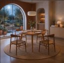 Ver imagem 2 de Mesa de Jantar Redonda 90cm Madeira e MDF Pés Palito 4 Lugar