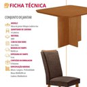 Ver imagem 5 de Conjunto de Jantar Olimpia 4 Lugares Tampo MDF Cadeiras Lisa em Veludo Marrom 90cm Moderna