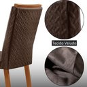 Ver imagem 3 de Conjunto de Jantar Olimpia 4 Lugares Tampo MDF Cadeiras Lisa em Veludo Marrom 90cm Moderna