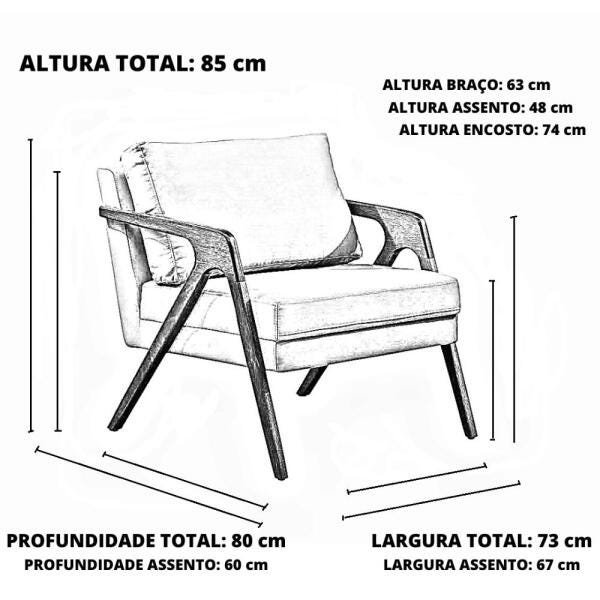 Poltrona Mona Luxo Madeira Maciça Tecido Veludo Preto - 3