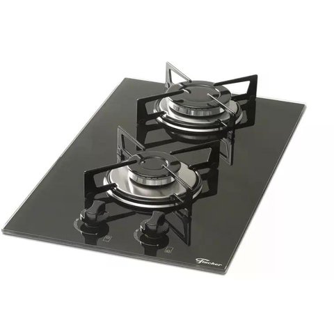 Cooktop a Gás Dois Queimadores de Mesa em Vidro Preto - Fischer