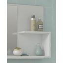 Ver imagem 5 de Armário Gabinete e Espelheira P/ Banheiro 1pts 4 Prateleiras Lotus 55cm Branco Preto Mgm Móveis