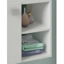 Ver imagem 4 de Armário Gabinete e Espelheira P/ Banheiro 1pts 4 Prateleiras Lotus 55cm Branco Preto Mgm Móveis