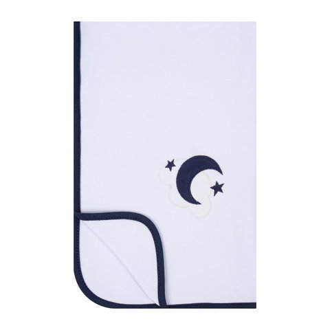 Manta Bebê de Suedine Lunar Branco e Azul Marinho - Hug