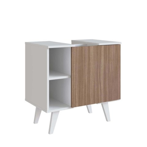 Gabinete de Coluna para Banheiro 01 Porta Silm Nova Móbile sem Cuba Branco Montana