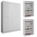 Ver imagem 1 de Guarda Roupa Louise com 02 Sapateiras Laís Branco Brilho - AJL