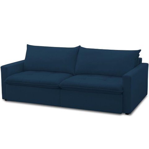 Sofá Cama Retrátil Reclinável para Sala de Estar 208cm Lari F04 Veludo Azul - Lyam Decor