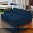 Ver imagem 2 de Sofá Cama Retrátil Reclinável para Sala de Estar 208cm Lari F04 Veludo Azul - Lyam Decor