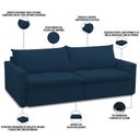 Ver imagem 4 de Sofá Cama Retrátil Reclinável para Sala de Estar 208cm Lari F04 Veludo Azul - Lyam Decor