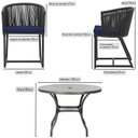 Ver imagem 2 de Mesa com 6 Cadeiras de Jantar Roma 120cm e Noronha em Alumínio Preto Corda Náutica Estofado 10 Trama