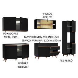 Cozinha Completa Madesa Reims 300001 com Armário e Balcão Preto Cor:Preto - 4