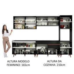 Cozinha Completa Madesa Reims 300001 com Armário e Balcão Preto Cor:Preto - 5