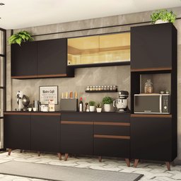 Cozinha Completa Madesa Reims 300001 com Armário e Balcão Preto Cor:Preto - 1