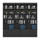 Ver imagem 1 de Livreiro Multiuso Com 2 Gavetas Preto Fosco Kit Com 3