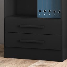 Livreiro Multiuso Com 2 Gavetas Preto Fosco Kit Com 3 - 5 Livreiro Multiuso Com 2 Gavetas Preto Fosco Kit Com 3 - 5