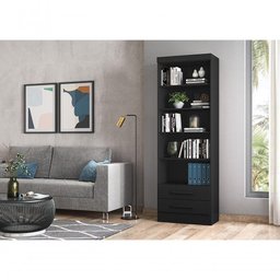 Livreiro Multiuso Com 2 Gavetas Preto Fosco Kit Com 3 - 2 Livreiro Multiuso Com 2 Gavetas Preto Fosco Kit Com 3 - 2