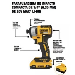 Kit Combo Parafusadeira/Furadeira de Impacto DCD7781 +DCF7871 20V Brushless com Bolsa Dewalt Bivolt  - 3