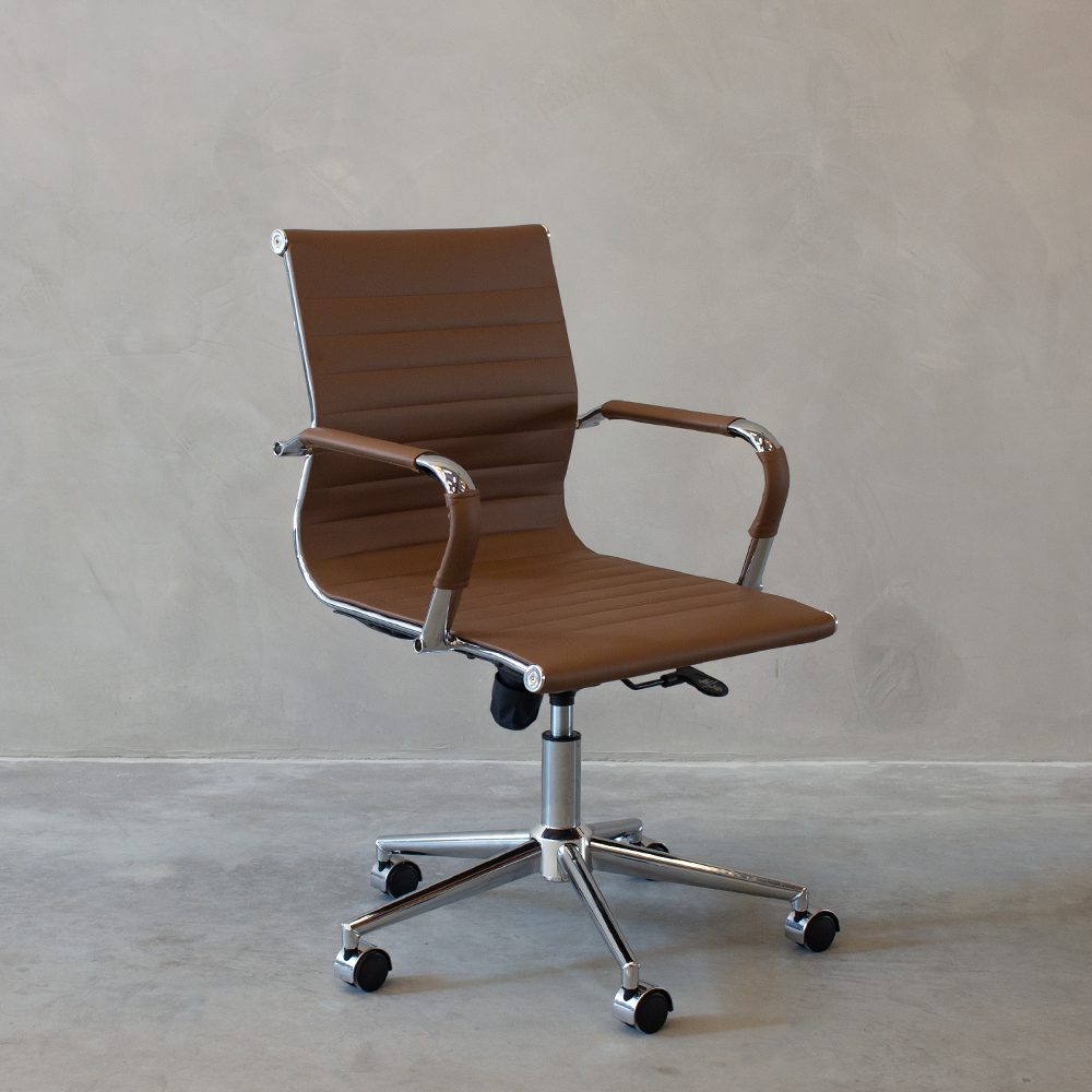 Ver imagem 5 de Kit 6 Cadeiras de Escritório Executiva Giratória Pu Caramelo