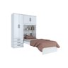 Guarda Roupa Solteiro 4 Portas e 3 Gavetas c/ Cama Cravo Branco - Henn - 1