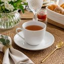Ver imagem 4 de Jogo 12 Xicaras de Chá com Pires 220ml Porcelana Branca Clean Lyor Mesa Posta