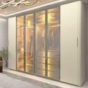 Ver imagem 1 de Guarda-Roupa Casal 6 Portas 4 Reflecta 4 Gavetas 100% MDF com LED Innova 250x240cm Gelius Off White