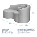 Ver imagem 3 de Recamier Curvo Orgânico 150cm 2 Lugares Lado Esquerdo para Sala de Estar Linho Londres