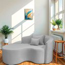 Ver imagem 1 de Recamier Curvo Orgânico 150cm 2 Lugares Lado Esquerdo para Sala de Estar Linho Londres