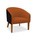 Ver imagem 5 de Poltrona Sala Decorativa Kit 2 Stella Pé Madeira Trapézio Castanho Sintético Pu Preto/bouclê Terra D