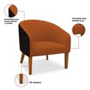 Ver imagem 3 de Poltrona Sala Decorativa Kit 2 Stella Pé Madeira Trapézio Castanho Sintético Pu Preto/bouclê Terra D