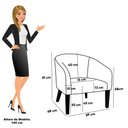 Ver imagem 4 de Poltrona Sala Decorativa Kit 2 Stella Pé Madeira Trapézio Castanho Sintético Pu Preto/bouclê Terra D