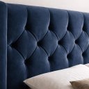 Ver imagem 3 de Cabeceira Pérola para Box Casal 138 Estofada Tecido Suede Azul