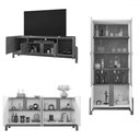 Ver imagem 3 de Sala de Estar Completa para Tv até 60 Polegadas Home 12 Portas 4 Peças Off White/cedro - Pnr Móveis