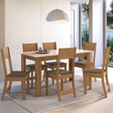 Ver imagem 1 de Conjunto Sala de Jantar Fidelitá Veneza com 6 Cadeiras Freijó/off-white Assento Cacau