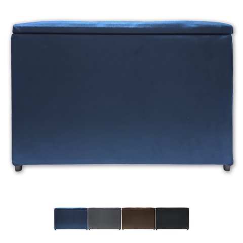 Puff Baú Banqueta Retangular Organizar e Decorar Suede 60cm Azul Marinho