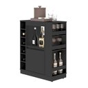 Ver imagem 2 de Balcão Buffet Adega Bar com Prateleiras e Nichos para Vinho Preto - Pleno