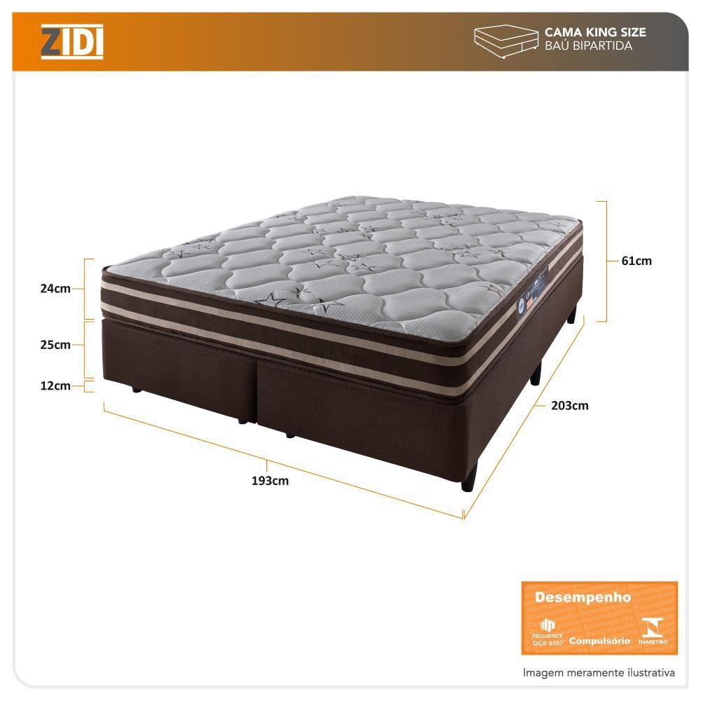 Conjunto Cama Box King Size Espuma D28/D70 Dupla Face Oakland 193x203x61 - 3