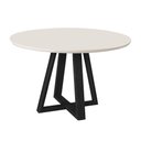 Ver imagem 3 de Mesa Jantar 100cm Tampo MDF/Vidro Redonda 4 Cadeiras Pés Madeira Maciça Preto/Offwhite