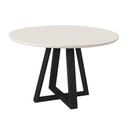 Ver imagem 2 de Mesa Jantar 100cm Tampo Mdf/vidro Redonda 4 Cadeiras Pés Madeira Maciça Preto/offwhite