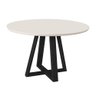 Mesa Jantar 100cm Tampo Mdf/vidro Redonda 4 Cadeiras Pés Madeira Maciça Preto/offwhite - 2
