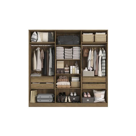 Guarda-roupa Closet 4 Gavetas Kapperberg Adapt Nogueira 237cm