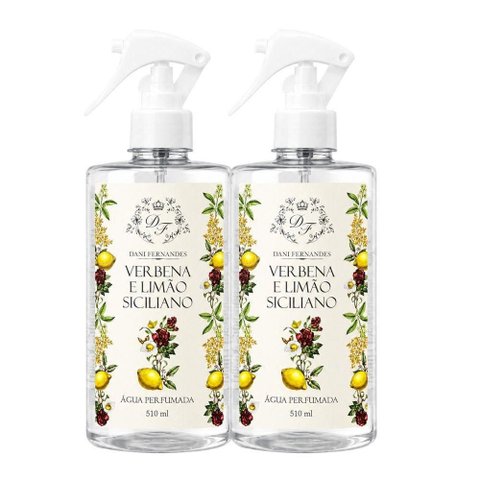 Dani Fernandes Kit 2 Águas Perfumadas Verbena Limão Siciliano 510ml para Tecidos