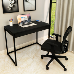 Mesa Escrivaninha com Gaveta Estilo Industrial Moderna 100% Mdf e Aço:preto - 2