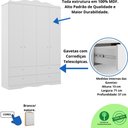 Ver imagem 3 de Guarda Roupas Infantil 4 Gavetas 4 Portas Provençal 100% Mdf Branco