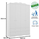 Ver imagem 5 de Guarda Roupas Infantil 4 Gavetas 4 Portas Provençal 100% Mdf Branco