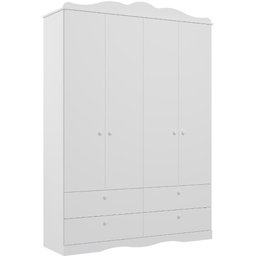 Guarda Roupas Infantil 4 Gavetas 4 Portas Provençal 100% Mdf Branco - 2