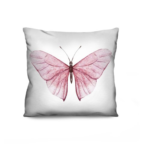 Capa de Almofada Decorativa Borboleta Rosa 100% Algodão para Sofá - 45x45cm