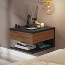 Ver imagem 3 de Conjunto Para Quarto Cabeceira Julia Casal 1,40 Preto com Duas Mesas de Cabeceira Suspensa Decor -