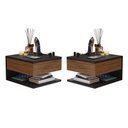 Ver imagem 2 de Conjunto Para Quarto Cabeceira Julia Casal 1,40 Preto com Duas Mesas de Cabeceira Suspensa Decor -