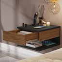 Ver imagem 4 de Conjunto Para Quarto Cabeceira Julia Casal 1,40 Preto com Duas Mesas de Cabeceira Suspensa Decor -