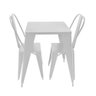 Jogo de Mesa Industrial Design 60x60cm Premium Iron Tolix com 2 Cadeiras Branco - 1
